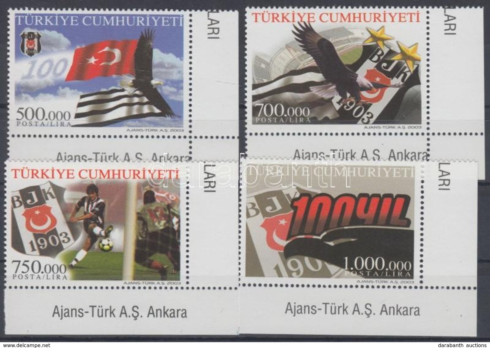 ** 2003 100 éves A Besiktas Sportklub ívsarki Sor Mi 3329-3332 - Other & Unclassified