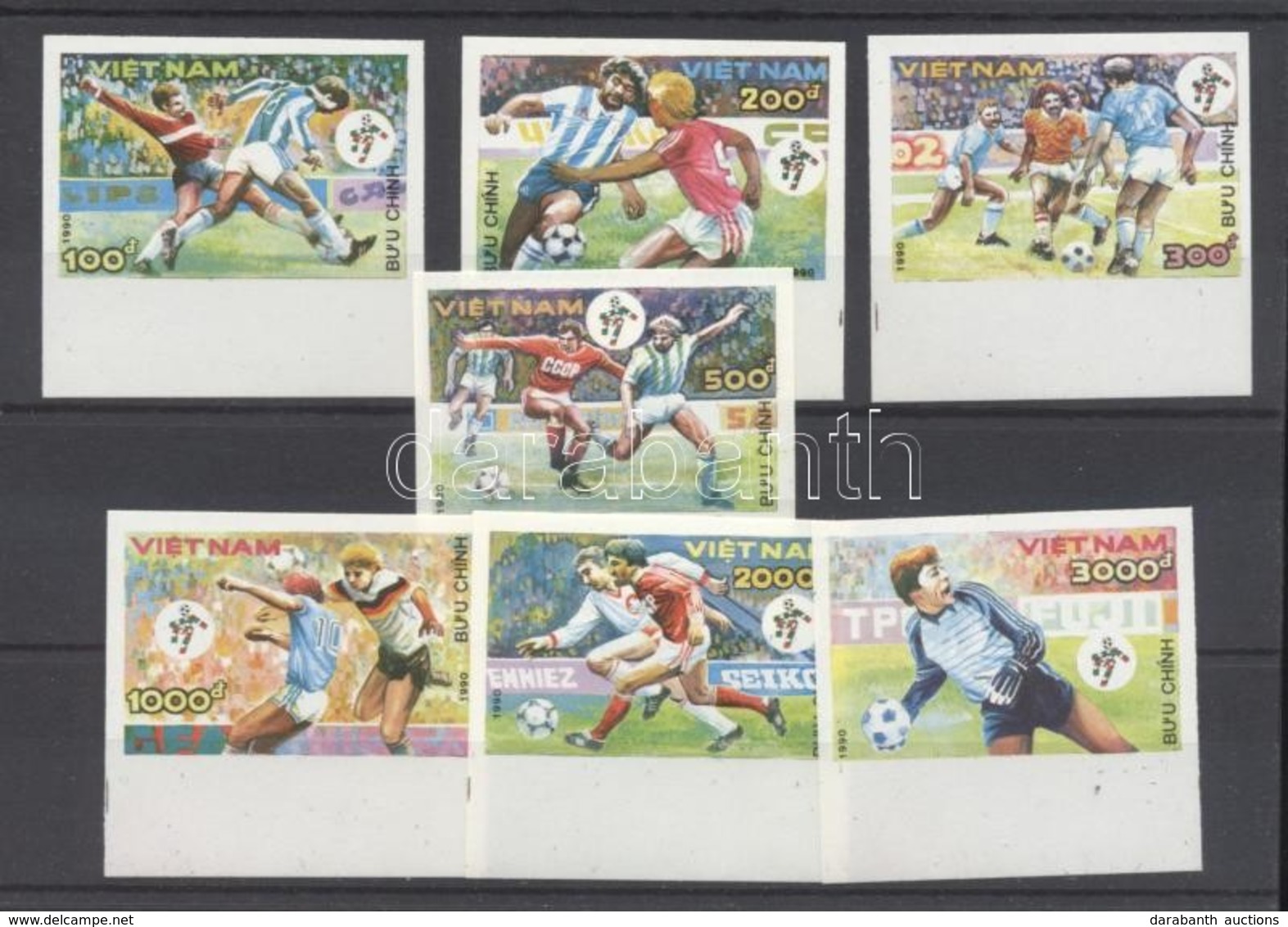 ** 1990 Futball Világbajnokság, Olaszország (II.) ívszéli Vágott Sor Mi 2152-2158 - Other & Unclassified