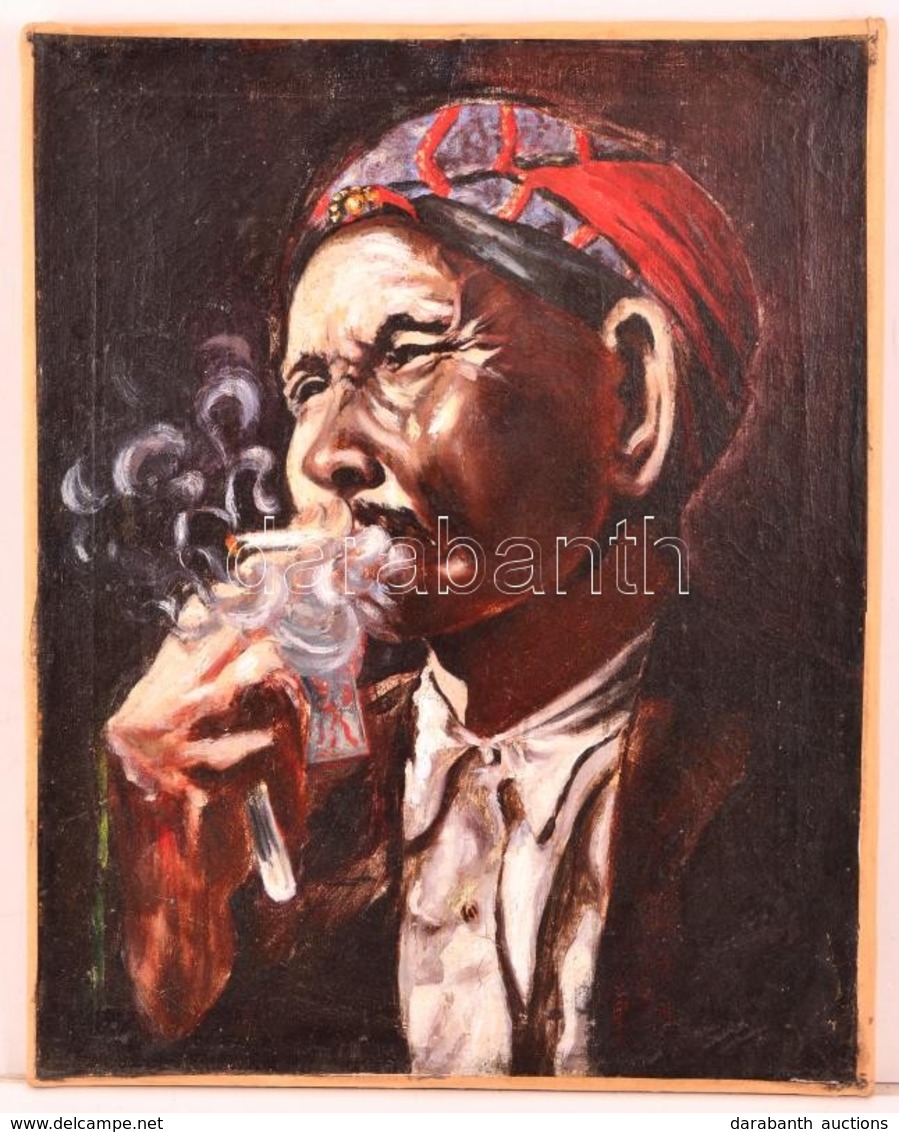 Innocent Jelzéssel (hátoldalán): Cigarettázó Keleti Férfi. Olaj, Vászon, Szakadással, 50×40 Cm - Altri & Non Classificati