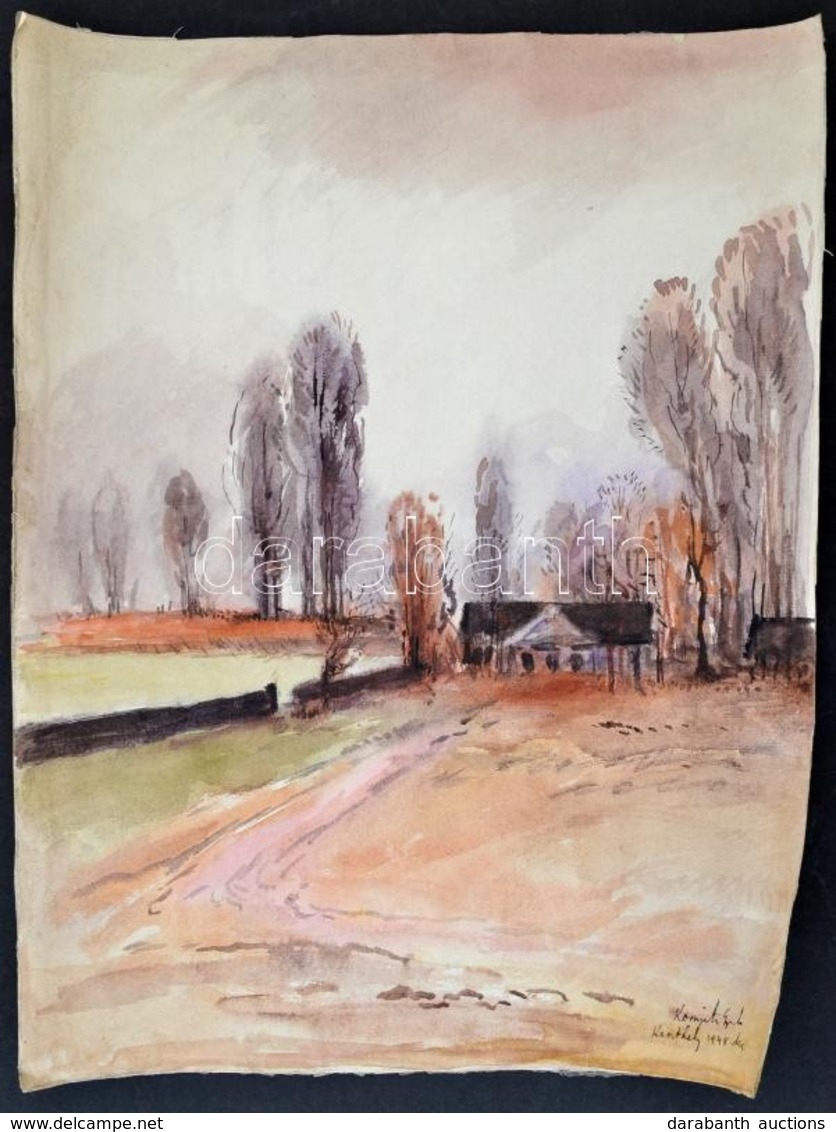 Komjáti-Wanyerka Gyula (1894-1958): Keszthely. Akvarell, Papír, Jelzett, 26×38 Cm - Sonstige & Ohne Zuordnung