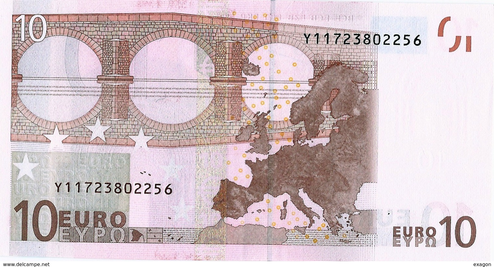 10  EURO -  GRECIA  - Serie   Y  11723802256   -   Codice Breve   N  0 14 F 2  - Firma  TRICHET. - 10 Euro