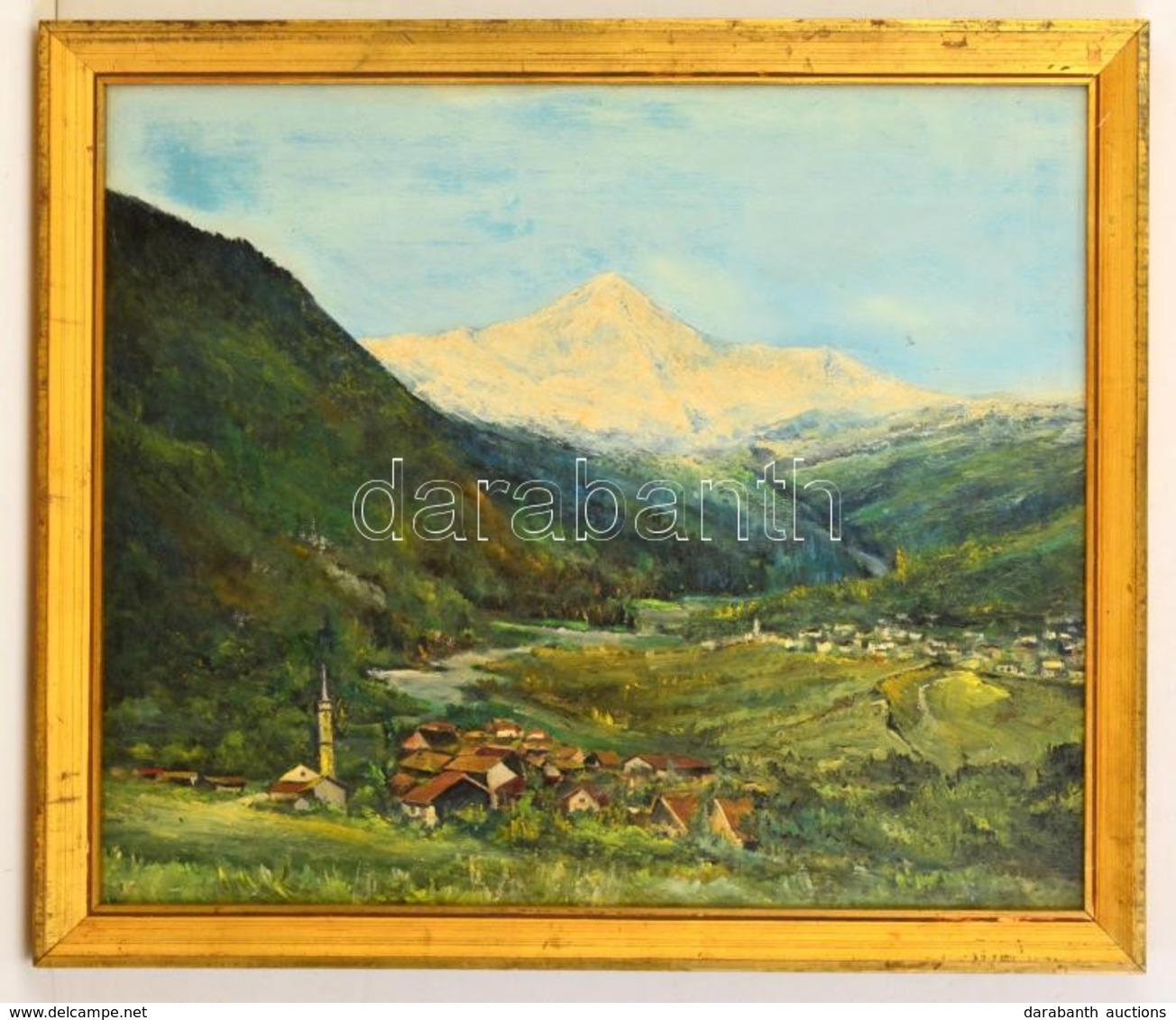 Jelzés Nélkül: Alpesi Táj. Olaj, Farost, Keretben, 50×60 Cm - Altri & Non Classificati