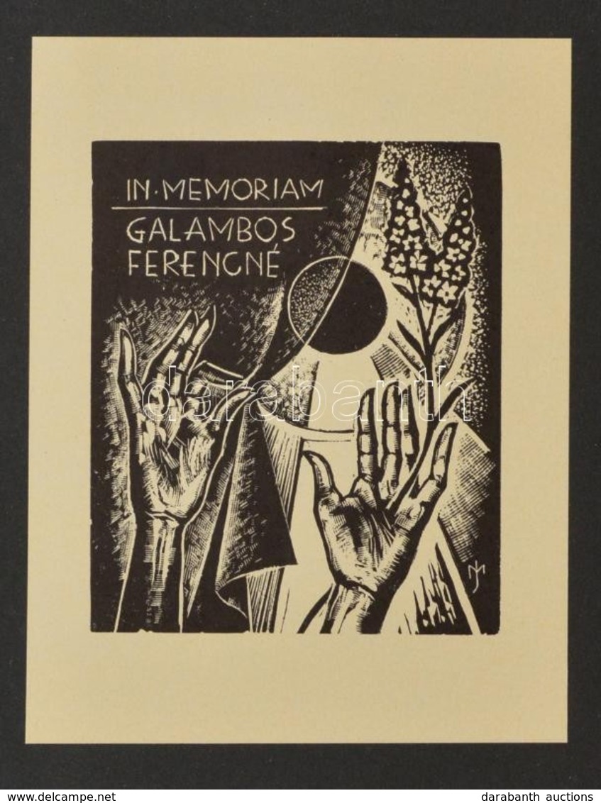 Menyhárt József (1901-1976):In Memoriam Galambos Ferencné. Fametszet, Papír, Jelzett A Dúcon, 9×8 Cm - Altri & Non Classificati