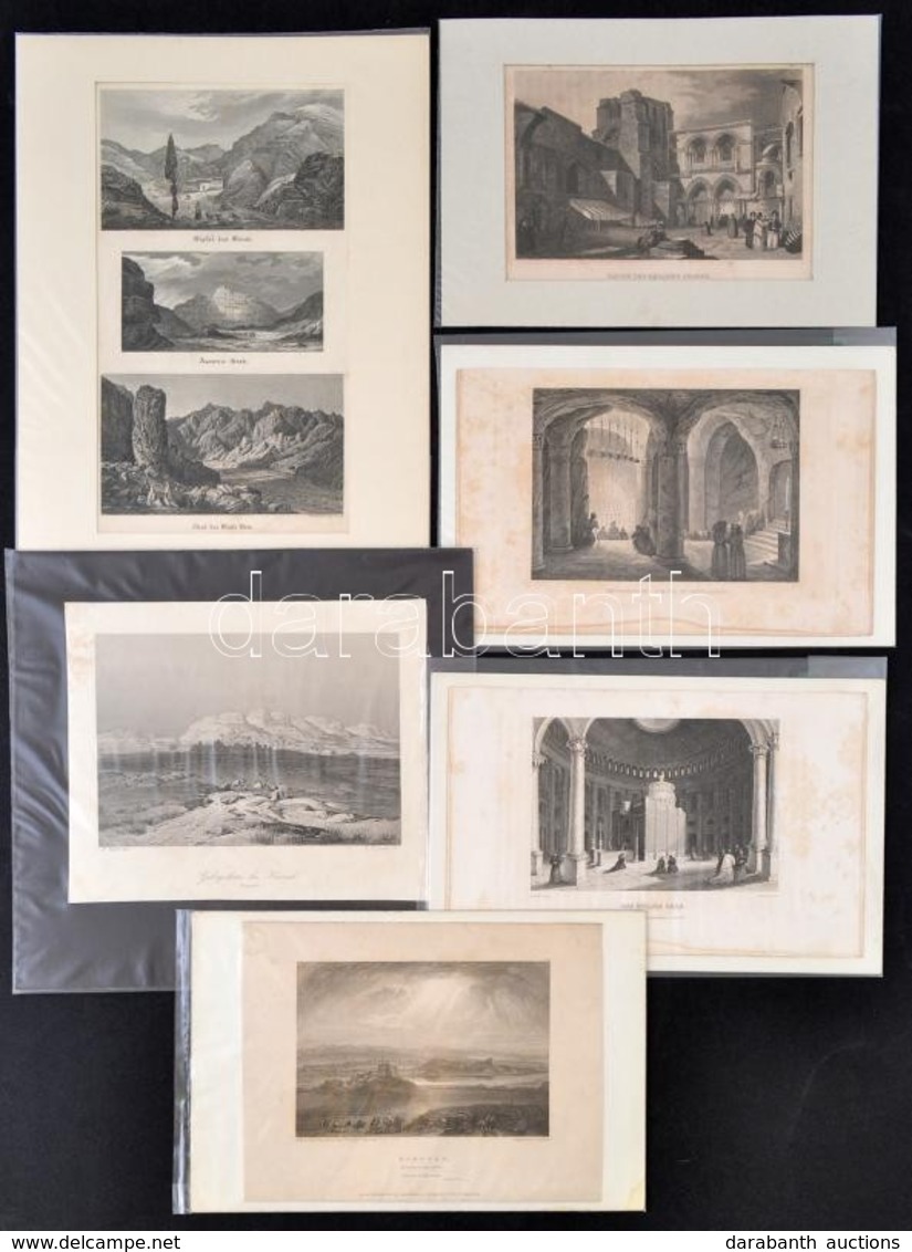 Bibliai, Közel-keleti Tájak, 6 Db Acélmetszet, Papír, Különböző Méretben - Prints & Engravings