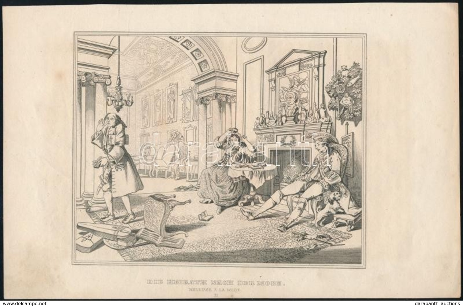 Marriage A La Mode, 3 Db Különféle Jelenetes Acélmetszet, 15×23 Cm - Prints & Engravings