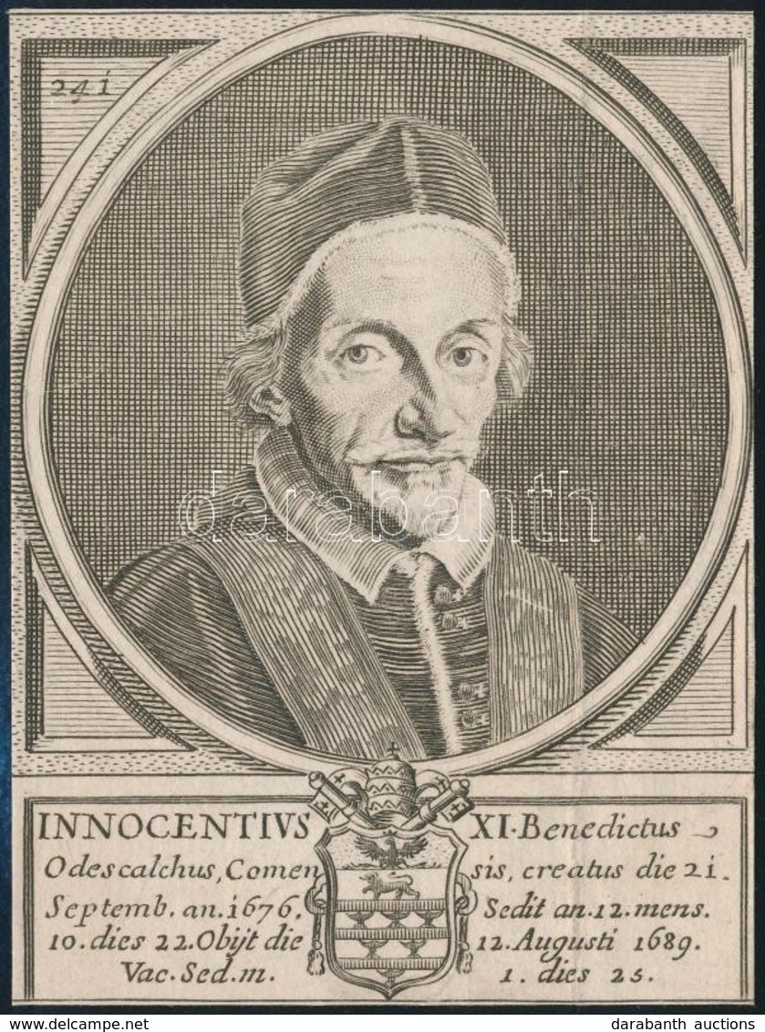 Cca 1700 XI. Benedek Pápa Rézmetszetű Portréja / Etched Portrait Of Pope Benedict I. 9x12 Cm - Stampe & Incisioni