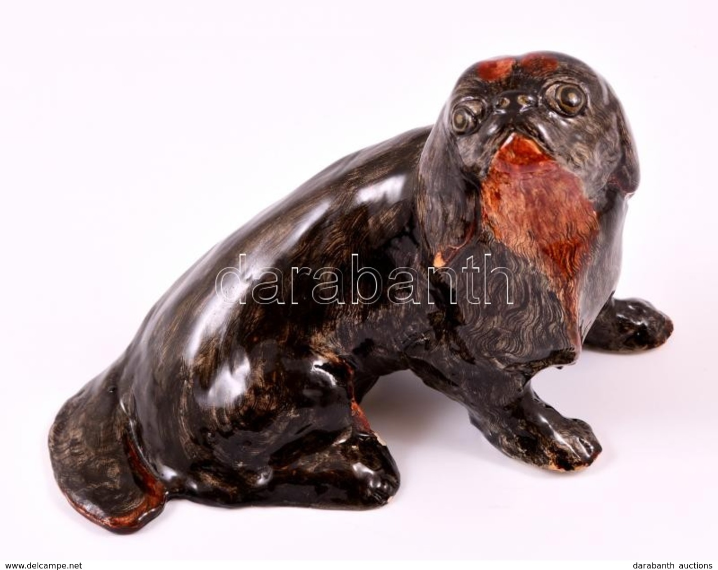 Fischer Emil Palotapincsi, Porcelánfajansz, Kézzel Festett, Jelzett, Javított, Kis Kopásokkal, M: 14,5 Cm - Altri & Non Classificati