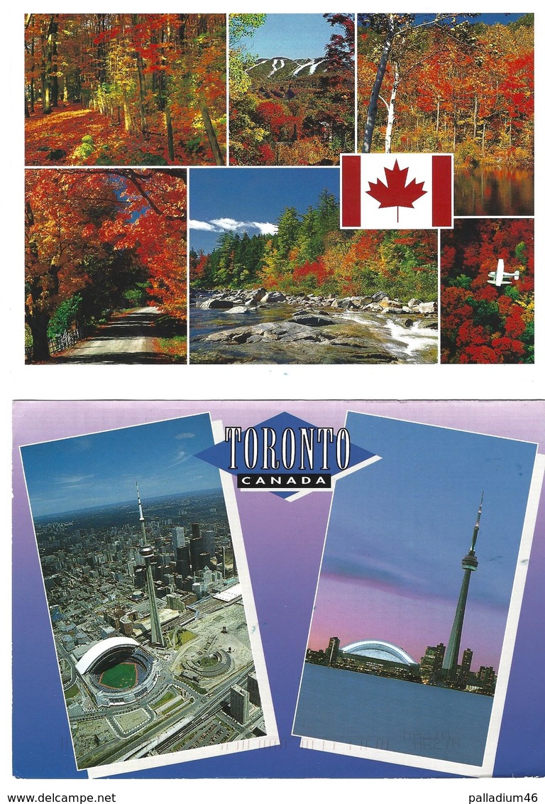 AMERIQUE CANADA  2 X - La Carte TORONTO A Voyagé Vers Auvernier SUISSE - Moderne Ansichtskarten