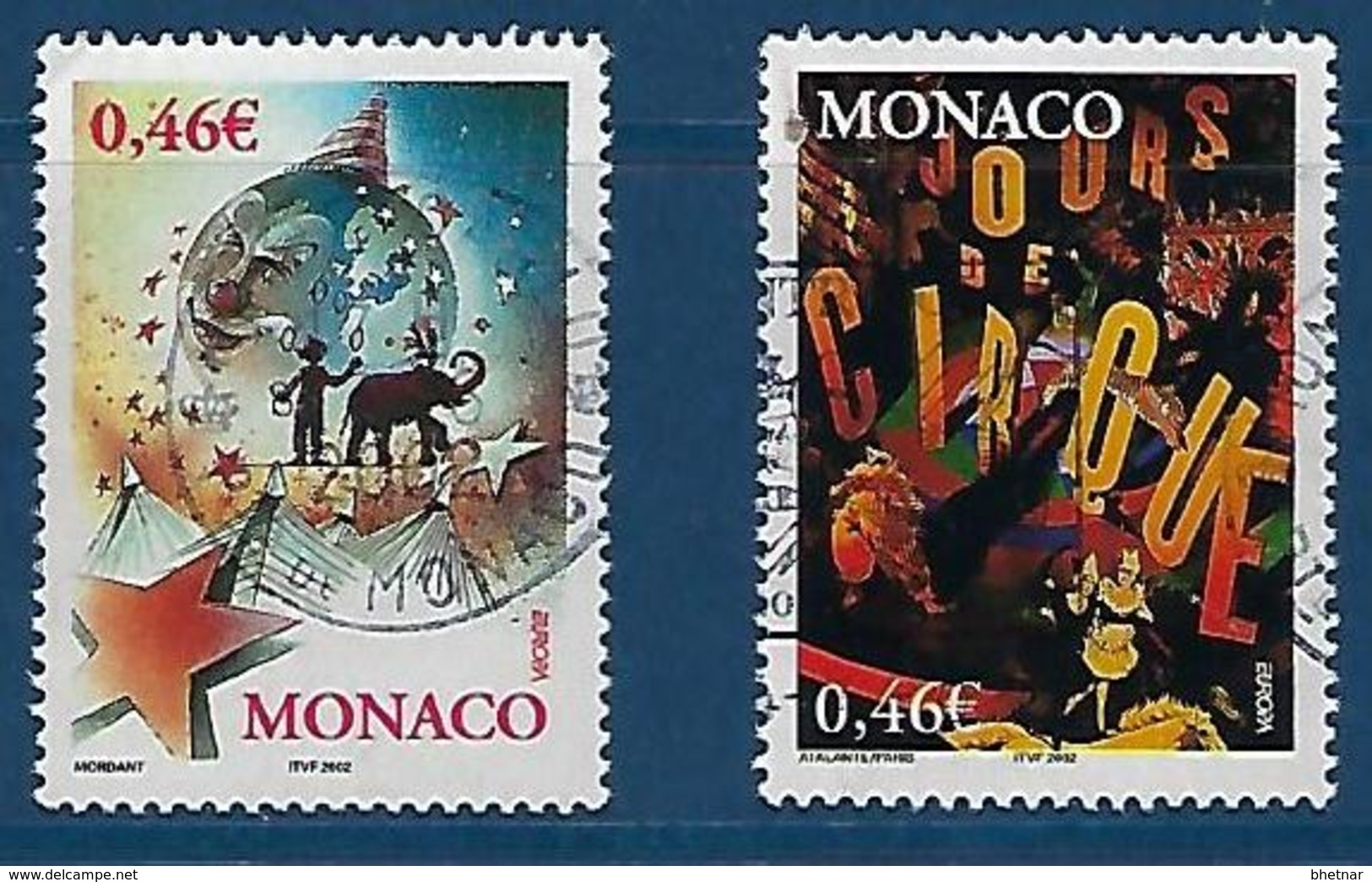 Monaco YT 2347 & 2348 " Europa, Le Cirque " 2002 Oblitéré - Oblitérés