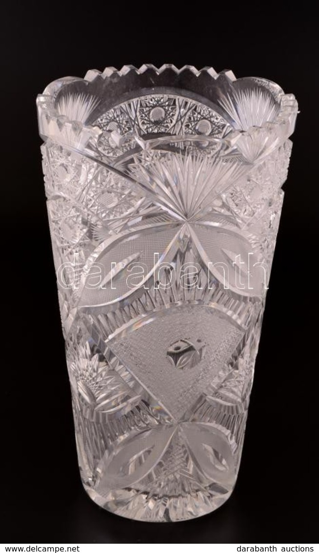 Ólomkristály Váza, Metszett, Minimális Hibákkal, M: 30,5 Cm - Glass & Crystal