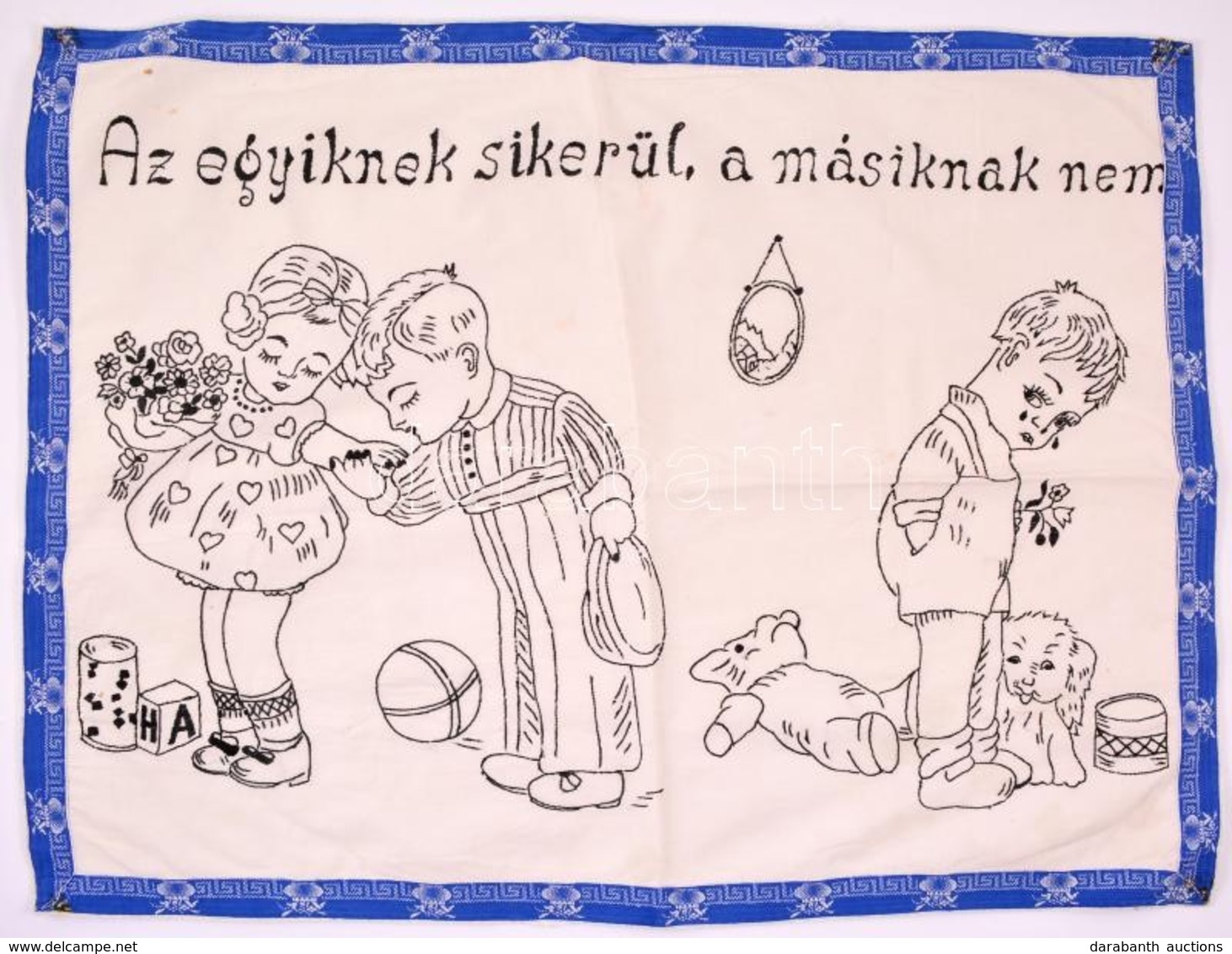 'Az Egyiknek Sikerül, A Másiknak Nem' Feliratú Hímzett Konyhai Falvédő, 67×53 Cm - Altri & Non Classificati