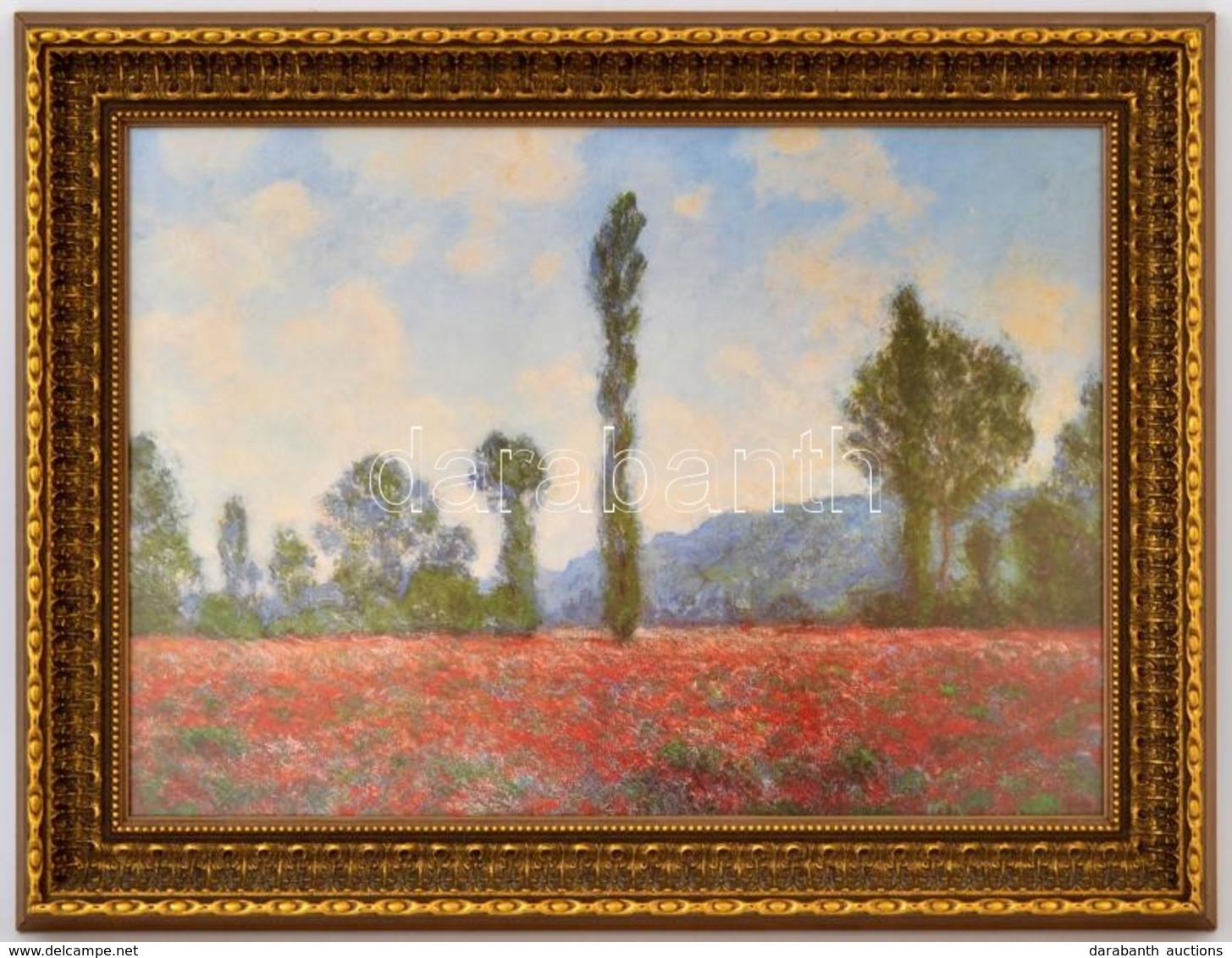 Fa Képkeret, Nyomattal, Jó állapotban, Belső Méret: 32×45 Cm, Külső:41×54 Cm - Altri & Non Classificati