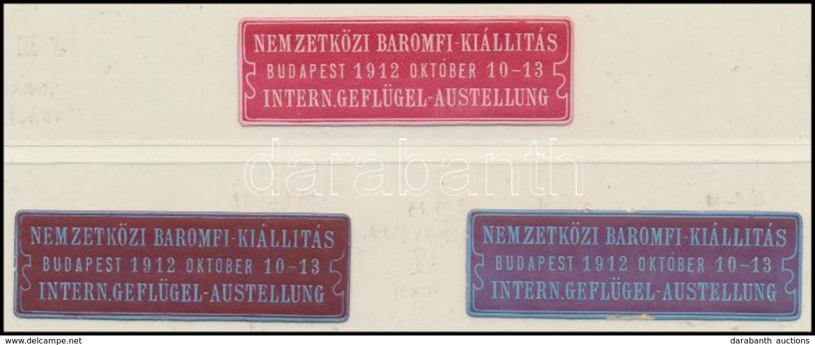 1912 Nemzetközi Baromfi Kiállítás 3 Db Klf Levélzáró - Non Classificati