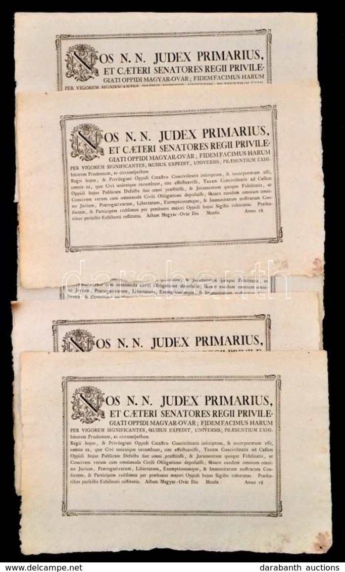 Cca 1800-1900 Magyaróvár, 5 Db Kitöltetlen, Nyomtatott Főbírói Hirdetmény, Latin Nyelven - Non Classés