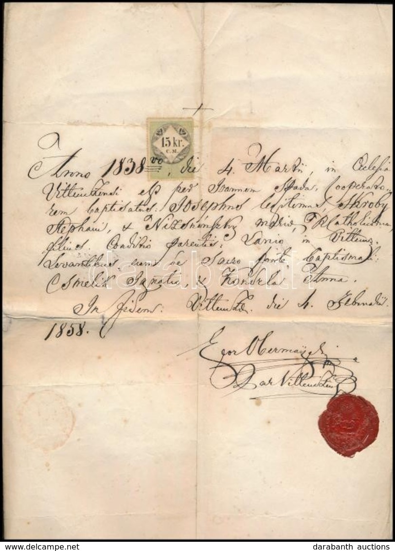 1838 Keresztelési Igazolás, Latin Nyelven, Okmánybélyeggel - Unclassified