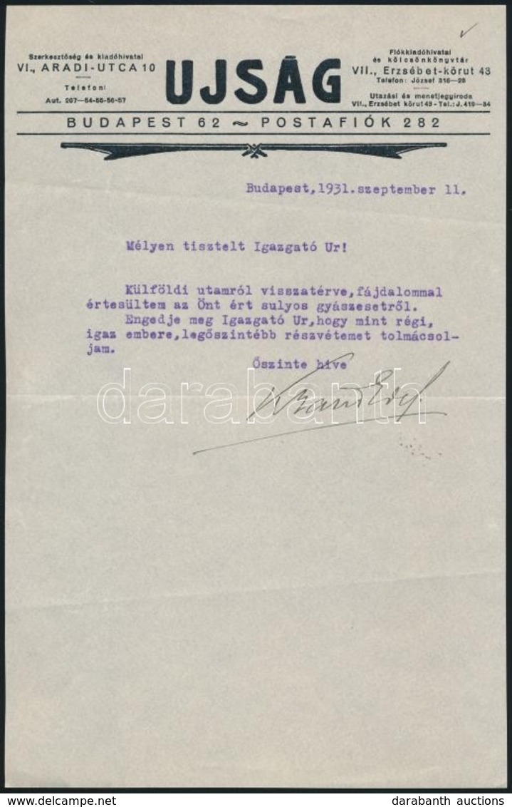 1921-1931 Újságok Fejléces Levélpapírjaira írt Levelek (Budapesti Hírlap, Ujság, Országos Erdészeti Egyesület), 3 Db - Ohne Zuordnung