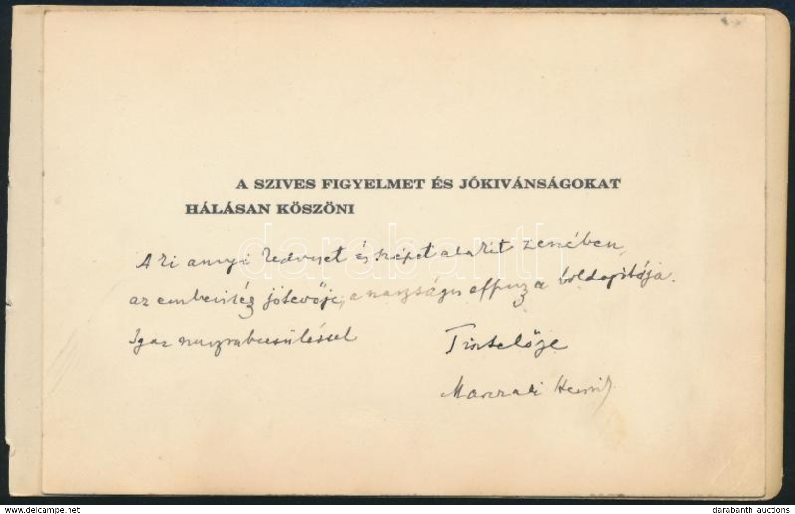 Cca 1900 Marczali (Morgenstern) Henrik (1856-1940) Történetíró, Egyetemi Tanár Háromsoros, Saját Kézzel írt és Aláírt Kö - Zonder Classificatie