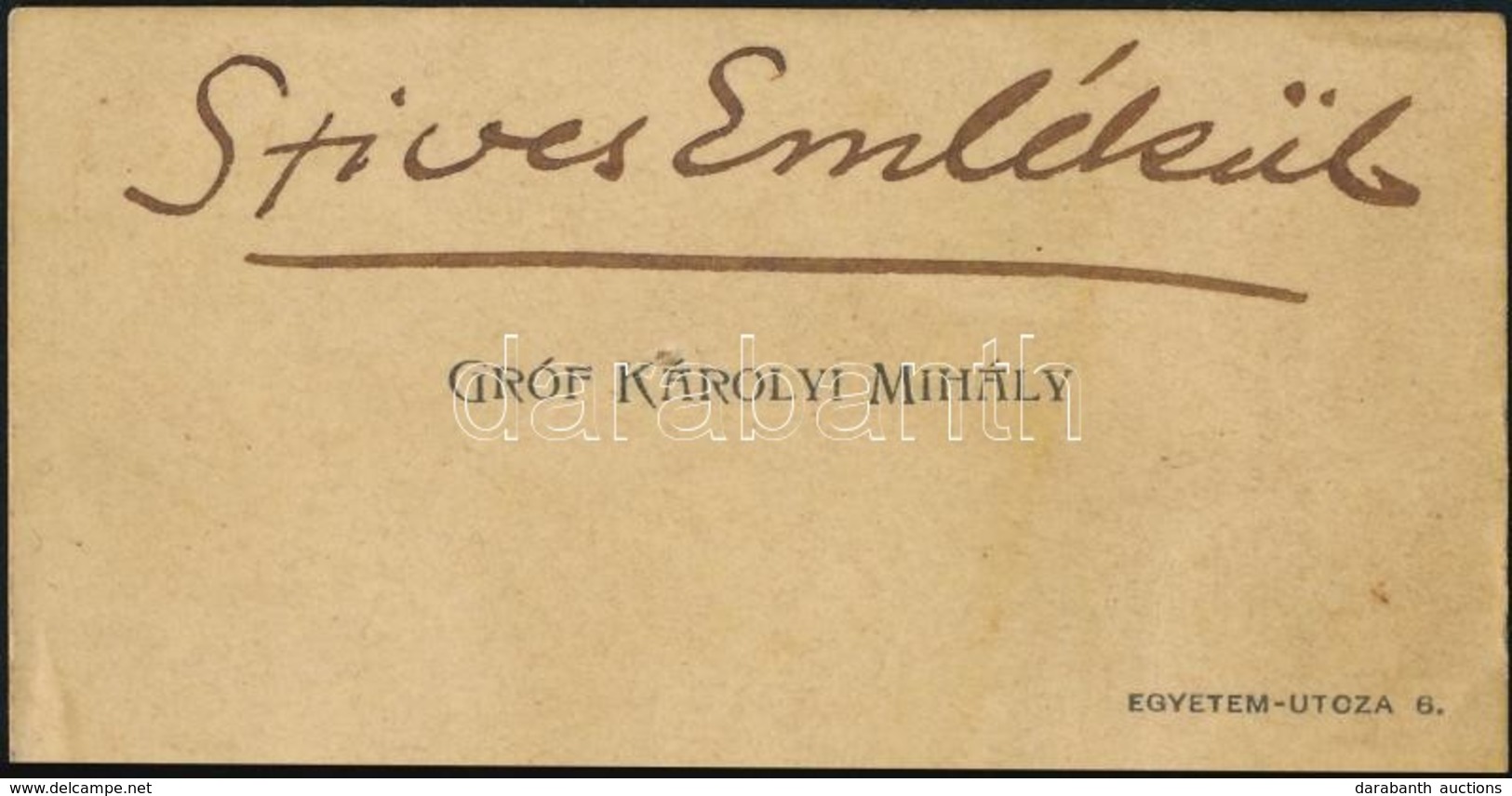 Cca 1910-1920 Károlyi Mihály (1875-1955) Politikus, Miniszterelnök Névjegykártyája, Rajta Saját Kezű Bejegyzésével: 'Szí - Unclassified