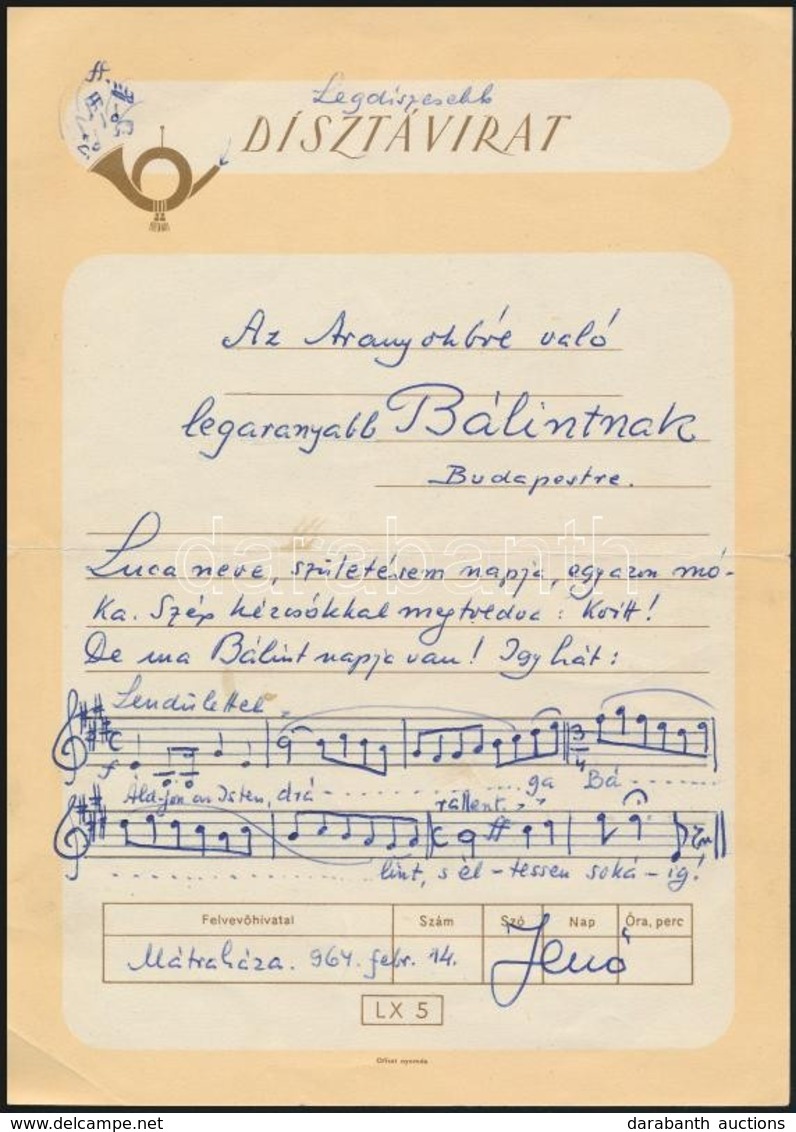 1964 Ádám Jenő (1896-1982) Zeneszerző Saját Kézzel írt Levele és Alkalmi Dalának Kottája Arany Bálint Turánistához, FKGP - Ohne Zuordnung