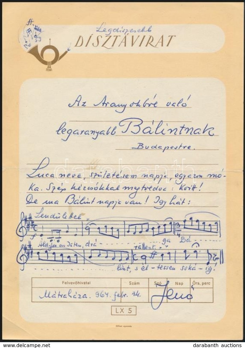 1964 Ádám Jenő (1896-1982) Zeneszerző Saját Kézzel írt Levele és Alkalmi Dalának Kottája Arany Bálint Turánistához, FKGP - Non Classificati