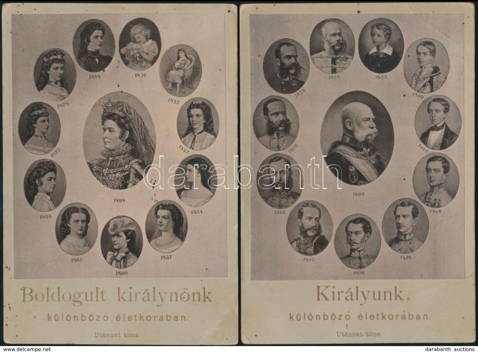 Cca 1898 Boldogult Királynőnk, Erzsébet Királyné , Különböző életkorában,  I. Ferenc József Királyunk Különböző életkorá - Other & Unclassified