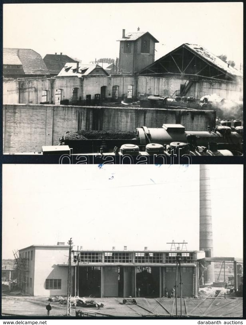 Cca 1960-1970 Pécs, MÁV Fűtőházának építése, 2 Db Feliratozott, Pecséttel Jelzett Fotó, 9×14 Cm - Other & Unclassified