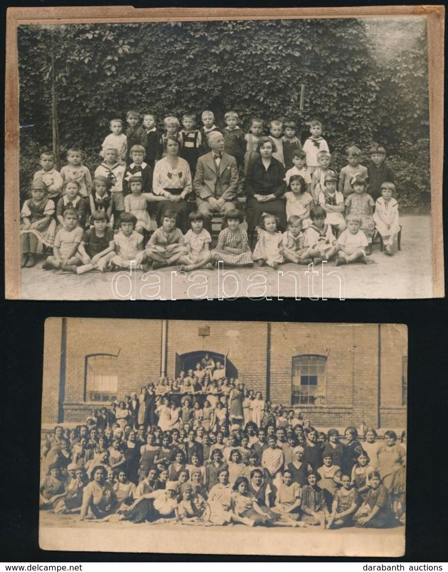 Cca 1900-1920 2 Db Iskolai és üzemi Csoportkép, 11x16 és 9x14 Cm - Andere & Zonder Classificatie