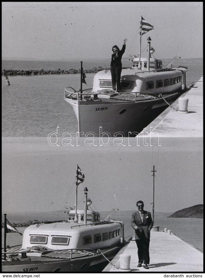 Cca 1960 Balaton, Jókai Hajó, Korabeli Negatívról Készült Modern Nagyítás, 18x25 Cm + Cca 1985 Siófok, A MAHART Hajójaví - Other & Unclassified