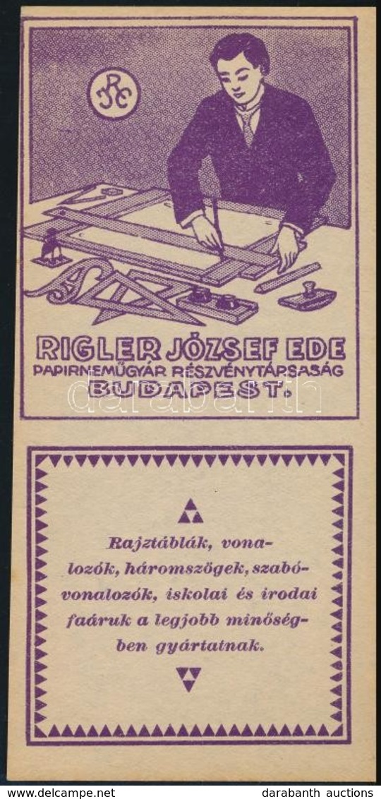 Cca 1910-1920 Riegler József Ede Papírnemű Gyárának Számolócédulája, Szép állapotban - Werbung