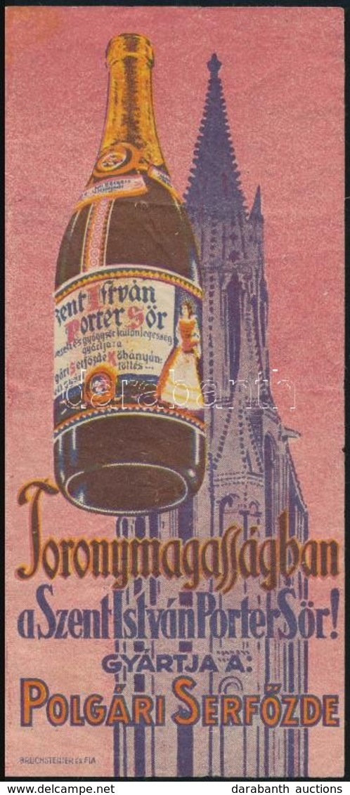 Cca 1910-1920 Szent István Porter Sör, Polgári Serfőzde Számolócédula, Szép állapotban - Advertising