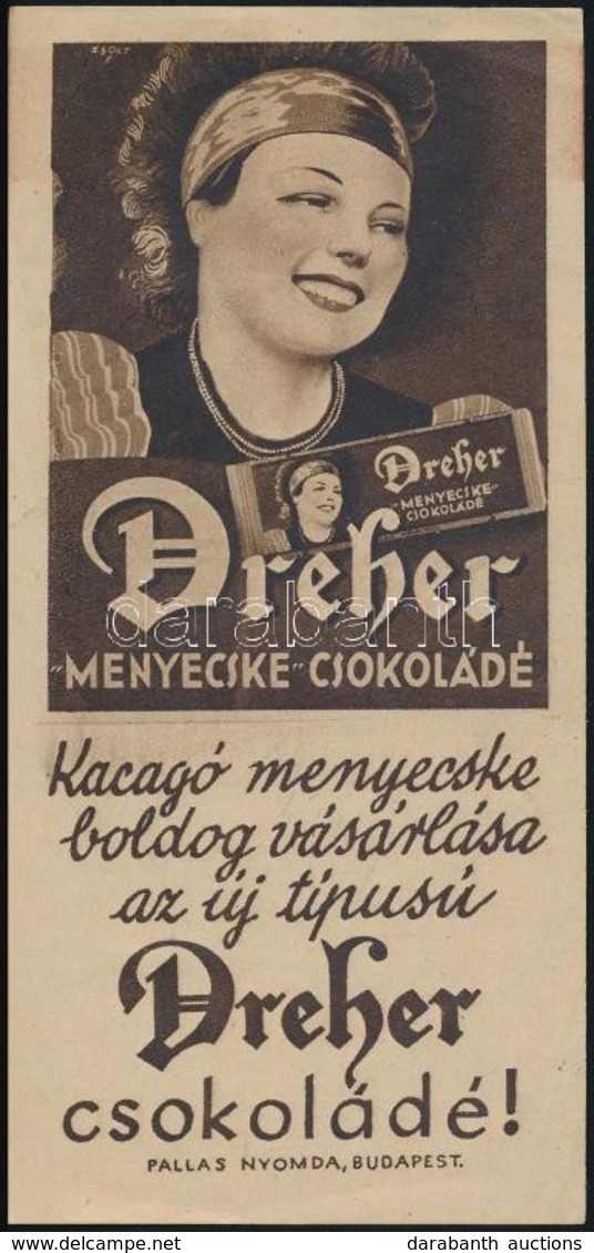 Cca 1910-1920 Dreher Csokoládé Számolócédula, Szép állapotban - Werbung