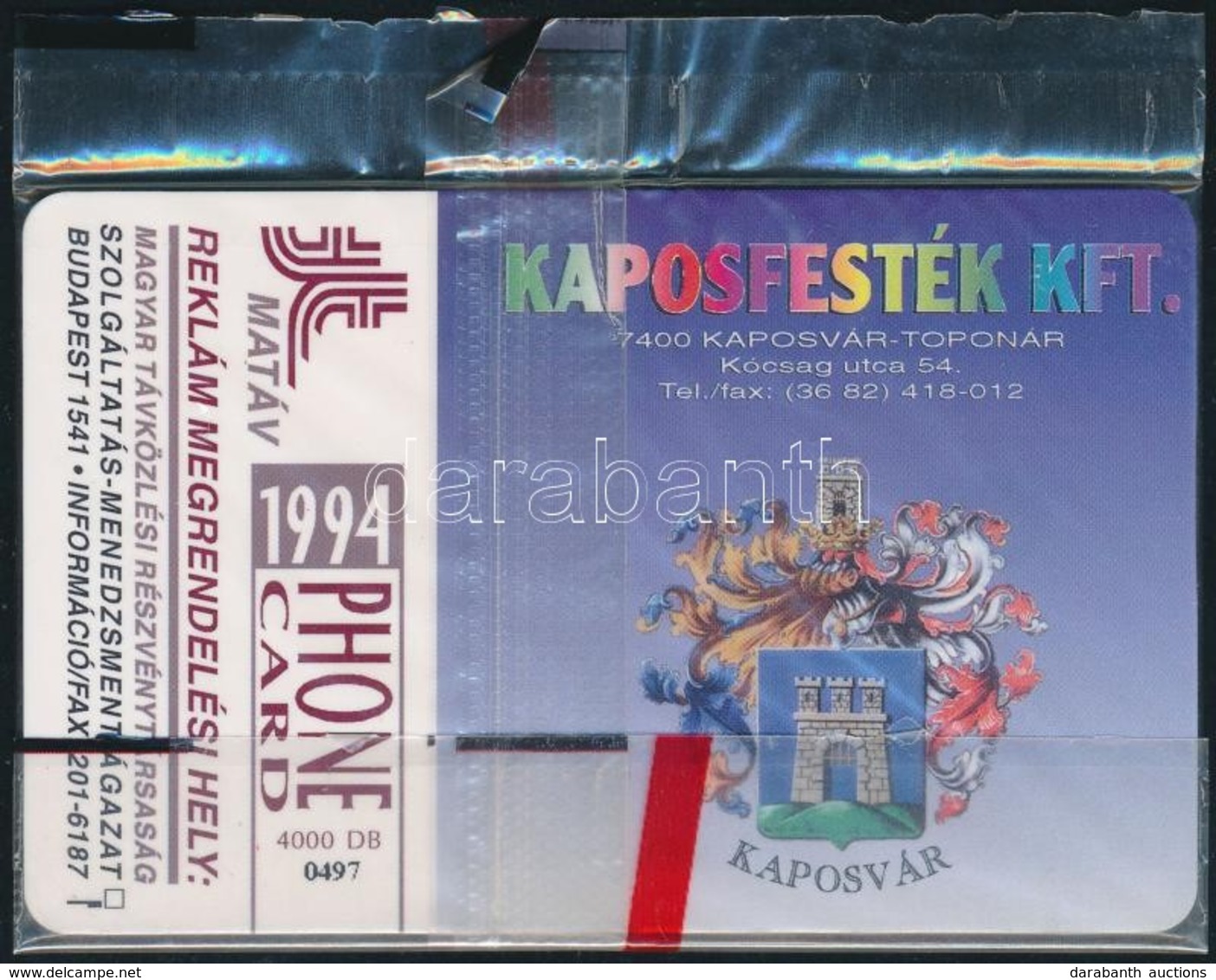 1994 Kaposvár, Kaposfesték Telefonkártya. Használatlan, Bontatlan Csomagolásban, Sorszámozott. Csak 4000 Db! - Unclassified