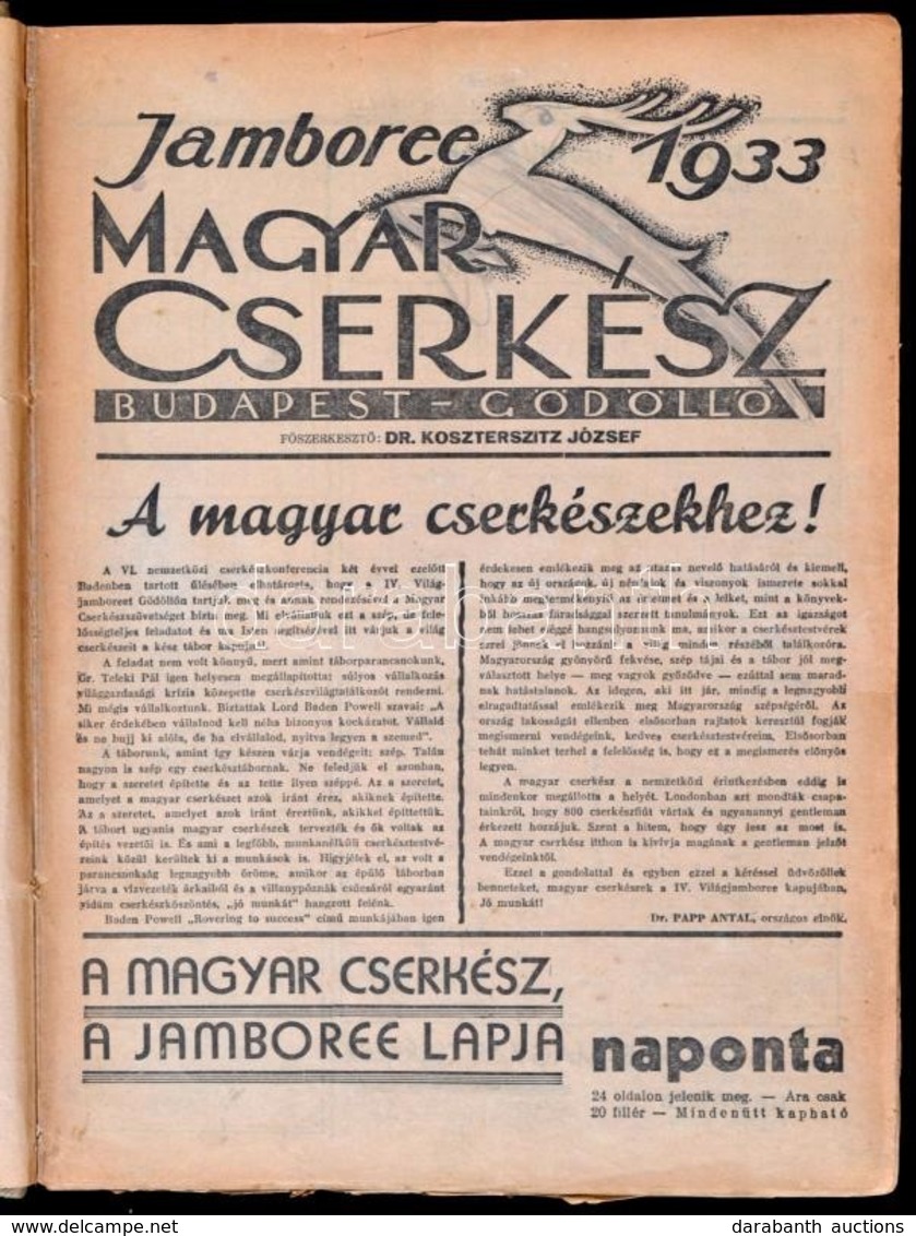 1933 Magyar Cserkész. Jamboree 1933. 1933. Augusztus. 3-augusztus 15. 2-14. Sz., összesen 12 Száma. Szerk.: Dr. Koszters - Padvinderij