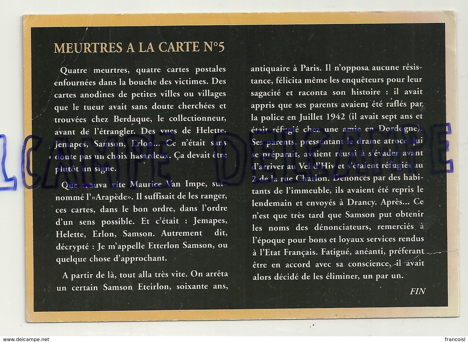 Meurtres à La Carte N°5. Dix Et Demi Quinze - Autres & Non Classés