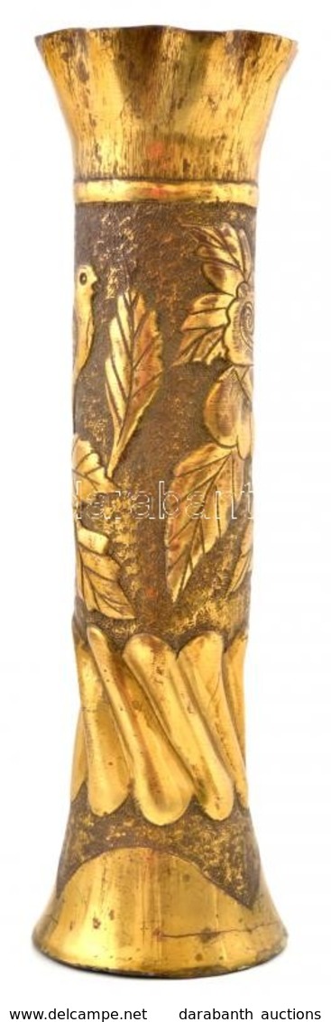Löveghüvelyből Készített Váza. Gazdagon Díszített Munka / Vase Made Of A Flak 25 Cm - Sonstige & Ohne Zuordnung
