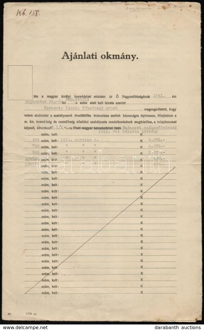 1912-1941 Vegyes Papírrégiség (ajánlati Okmány, értesítés, Tartózkodási Bejelentő, Személyi Lap) - Other & Unclassified