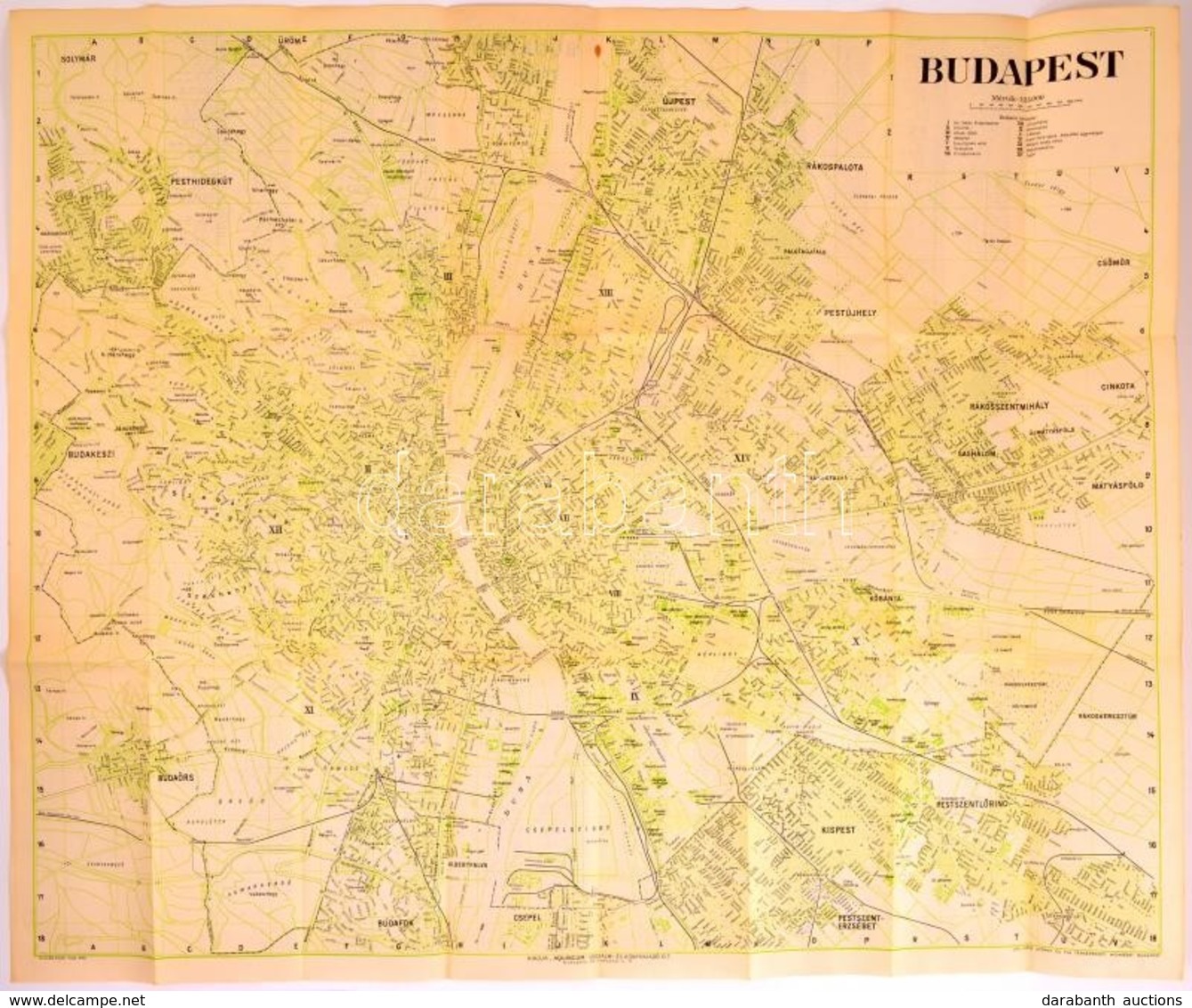 1945 Budapest Térképe, A Legújabb Utcanevekkel, Aquincum Kiadás, 92×76 Cm - Sonstige & Ohne Zuordnung