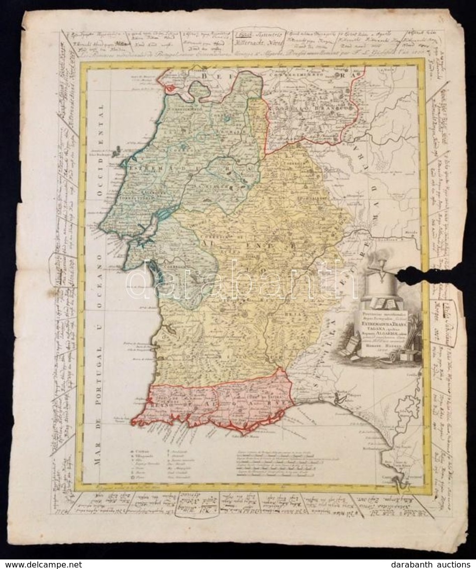 1800 Portugál Tartomány Térképe.  Les Provinces Méridionales De Portugal, Savoir - Dressée Nouvellement Par F. L. Güssef - Altri & Non Classificati