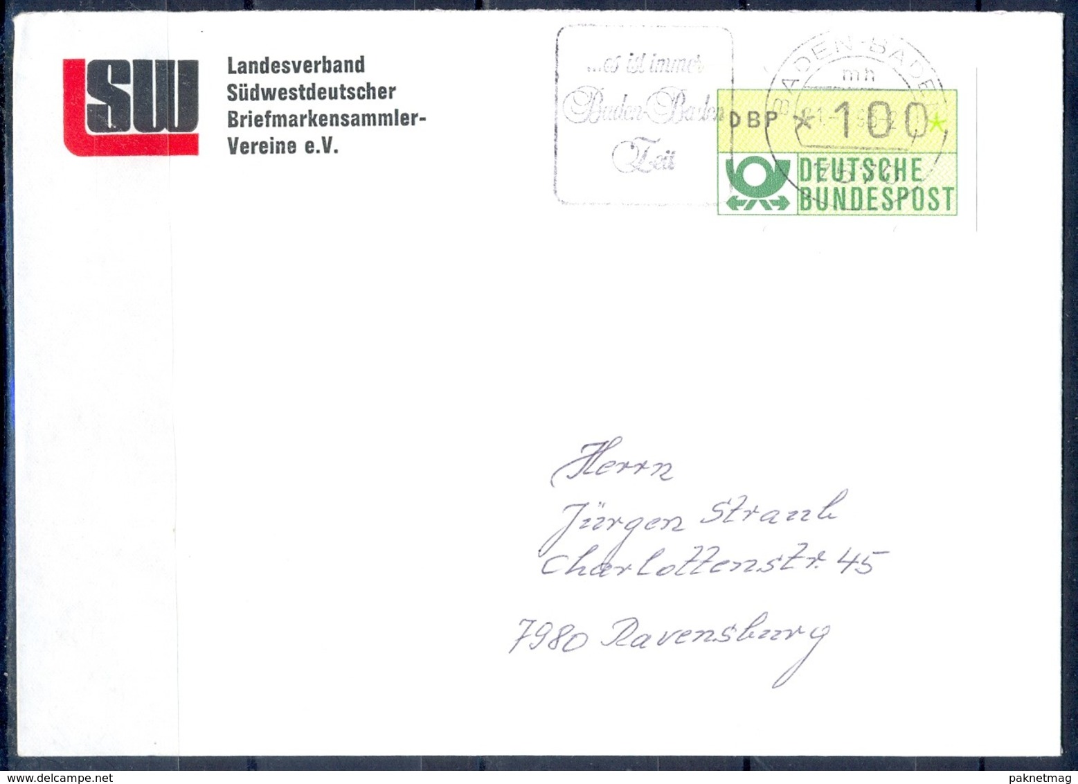 K80- Deutschland Germany Postal History Cover. ATM Machine Label Stamp. - Franking Machines (EMA)