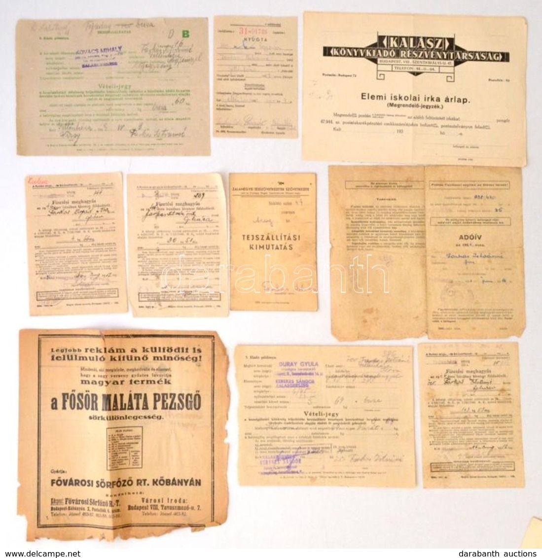 1930-1960 Vegyes Régi Nyomtatvány- és Okmánytétel (számlák, Fizetési Meghagyások, Táviratok, Okmányok) / Mixed Lot Of Ol - Ohne Zuordnung