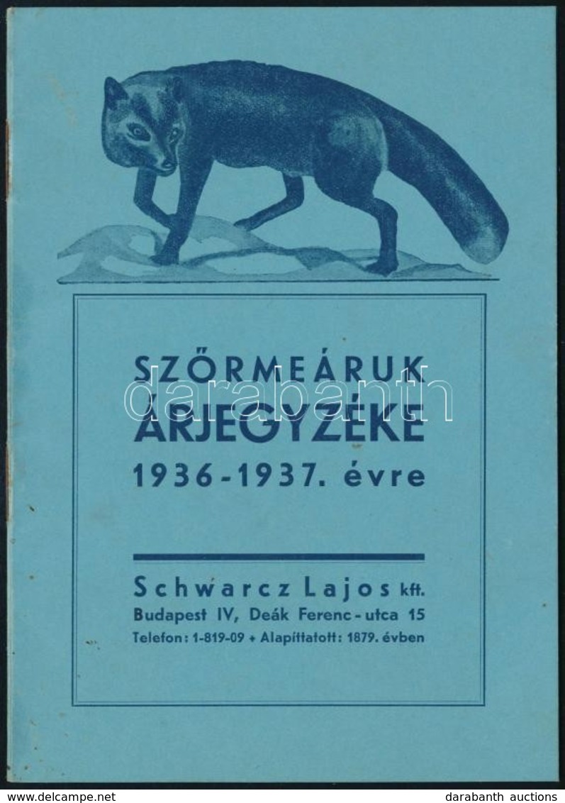 1936 Szőrmeáruk árjegyzéke Az 1936-1937. évre, Hátul Foltos, 8p - Unclassified