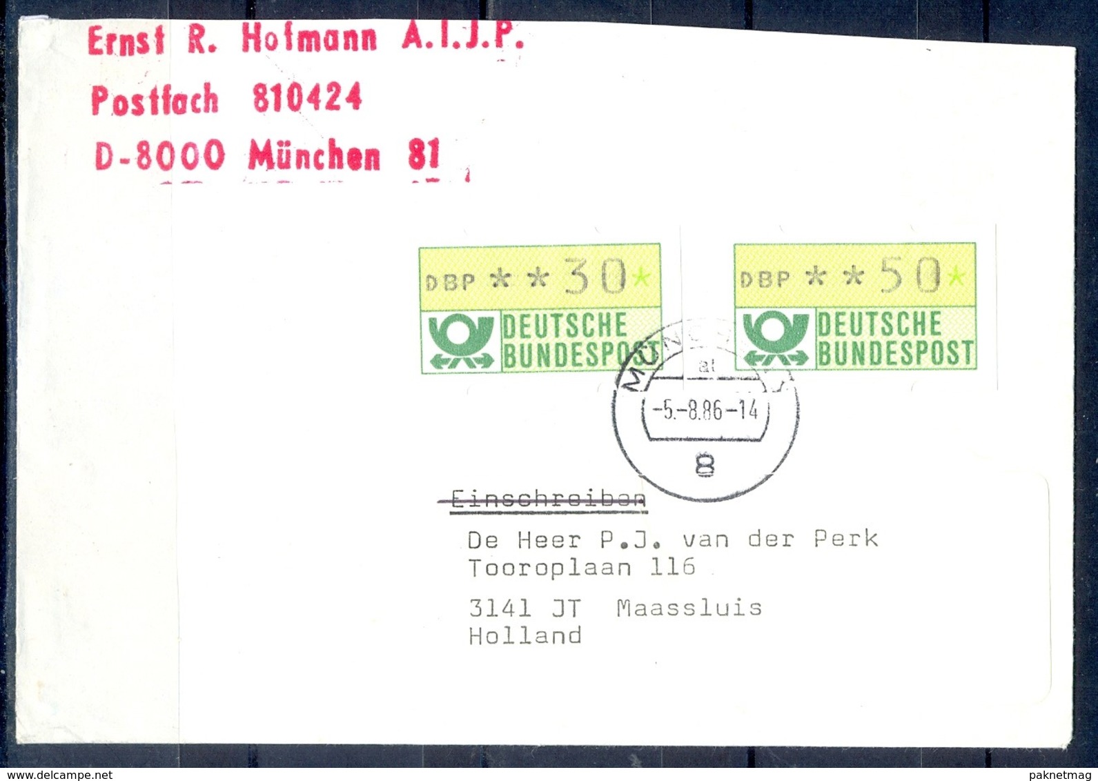 K85- Deutschland Germany Postal History Cover. ATM Machine Label Stamp. - Franking Machines (EMA)