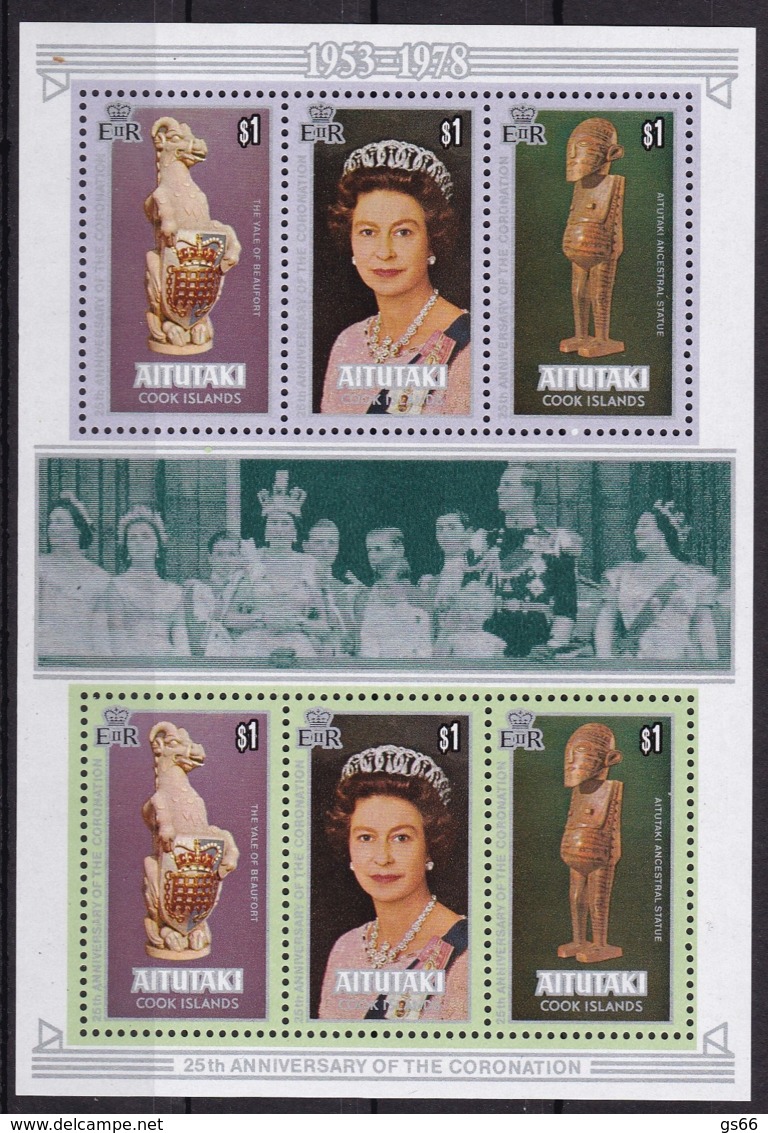 Aitutaki, 1978, 295/05 Kleinbogen,  25. Jahrestag Der Krönung Von Königin Elisabeth II., MNH ** - Aitutaki