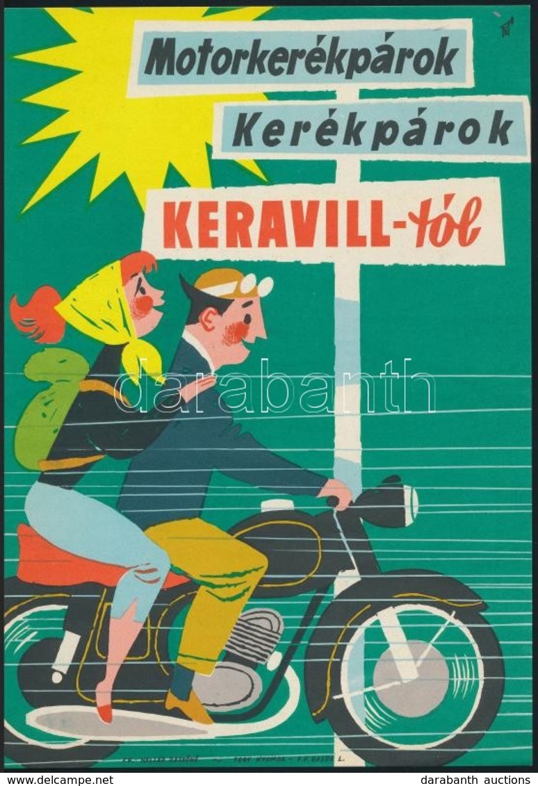 1962 Motorkerékpárok, Kerékpárok S Keravill-tól, Kisplakát, Szép állapotban, 23×16 Cm - Altri & Non Classificati