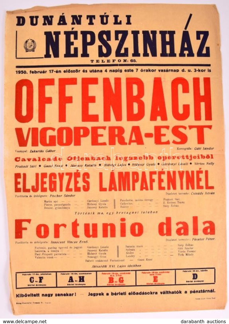 Cca 1930-1950 15 Db Nagyméretű Színházi és Operett Plakát - Altri & Non Classificati