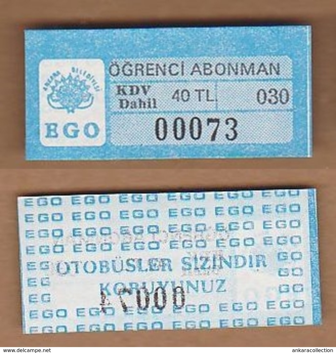 AC - BUS TICKET ​FOR STUDENT ANKARA, TURKEY - Autres & Non Classés