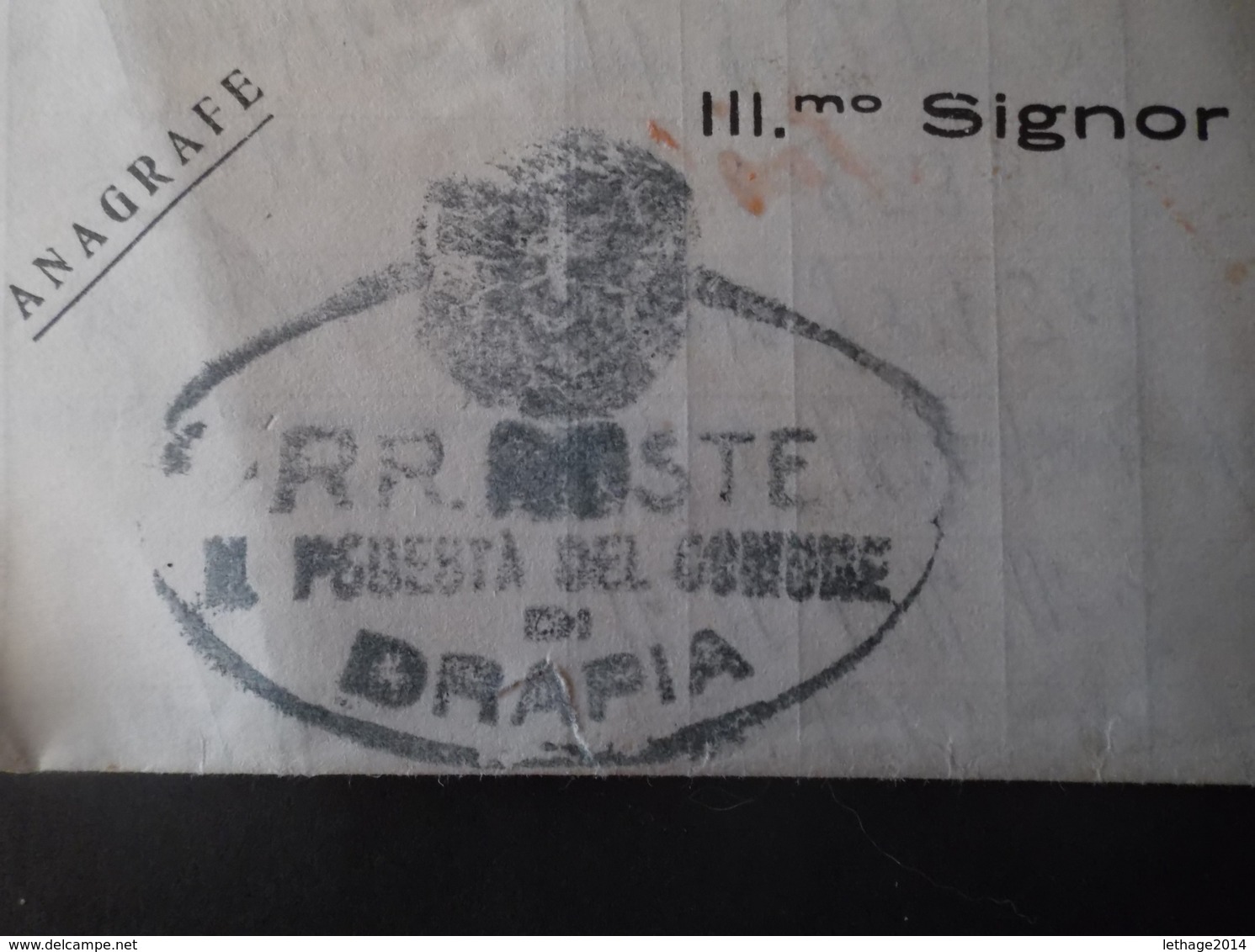 REGNO ITALIA BIGLIETTI CON OVALE DI FRANCHIGIA COMUNALE DRAPIA REGIE POSTE 1934 - Franchigia