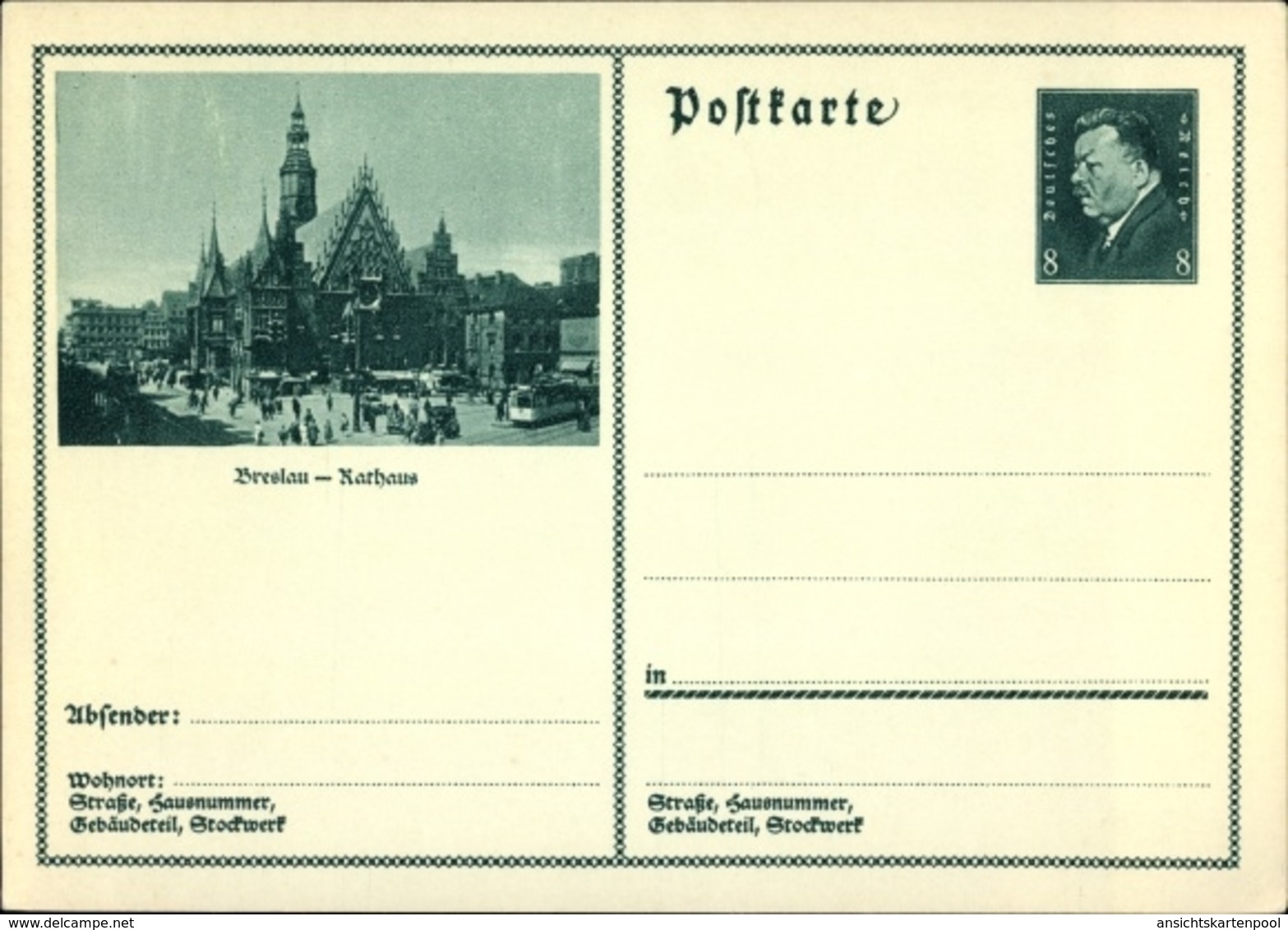 Entier Postal Cp Wrocław Breslau Schlesien, Rathaus, Ring, Rynek, Ratusz - Schlesien