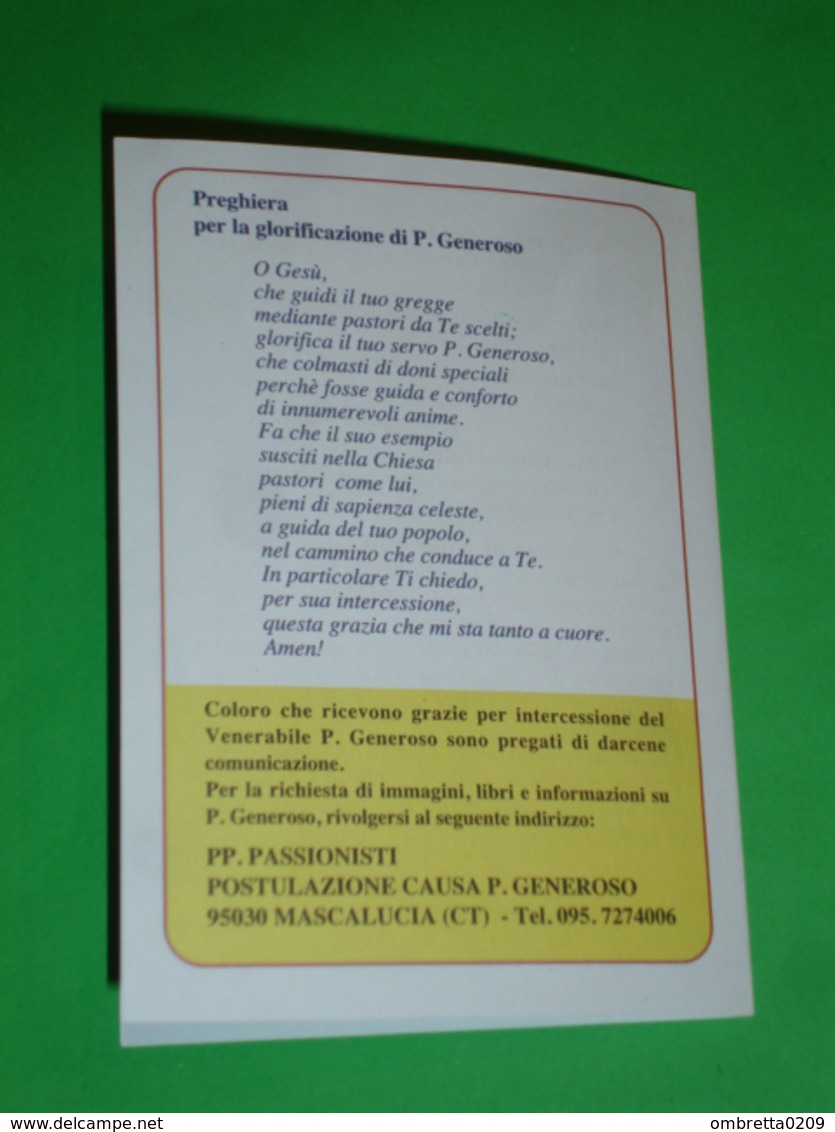 Ven.P.GENEROSO FONTANAROSA Cp.VETRALLA,Viterbo.Passionisti.BORGETTO,MASCALUCIA,Sicilia.ZAFFERANA Etnea.Ven.LUCIA MANGANO - Santini