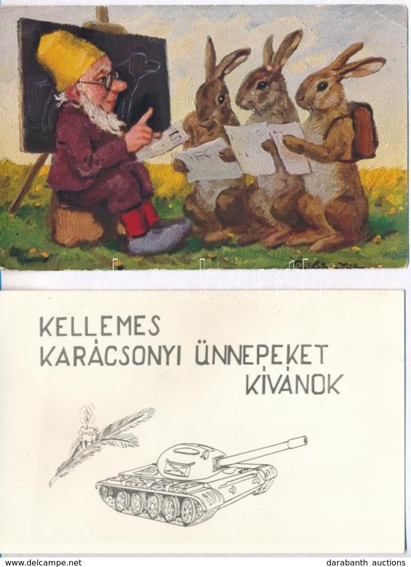 ** * Kb. 68 Db RÉGI üdvözlőlap (55 Magyar és 13 Külföldi); Karácsony, újév, Húsvét, Névnap, Humoros, Sok Lithoval / Cca. - Non Classés